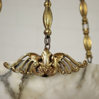 Liberty Chandelier Alabaster Bronze Italy 20th Century