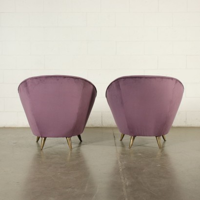 Pair Of Armchairs Spring Brass Velvet Italy 1950s