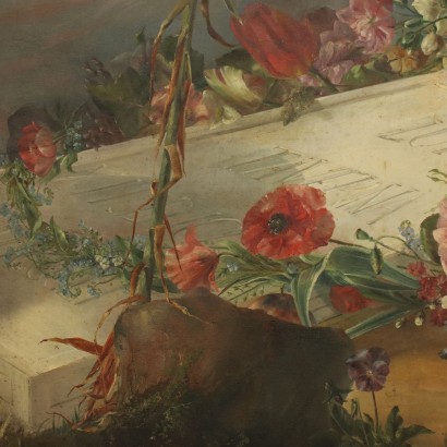 Sujet Floral Huile sur Toile Italie XX Siècle