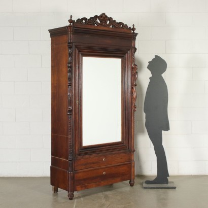 Armoire Louis Philippe, Acajou, Miroir, Italie, XIX Siècle.