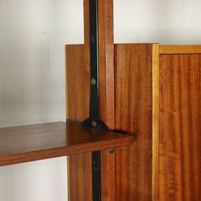 Bookcase Mahogany Veneer Wood Metal Italy 1960s