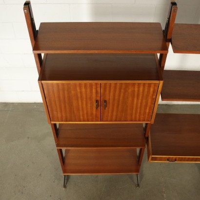 Bookcase Mahogany Veneer Wood Metal Italy 1960s