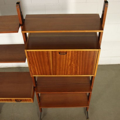 Bookcase Mahogany Veneer Wood Metal Italy 1960s