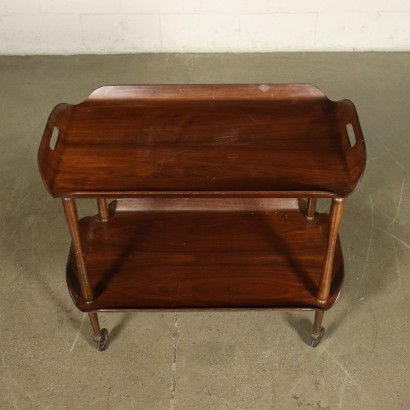 Service Trolley Walnut-Stained Veneer Italy 1950s