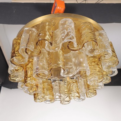 Lamp Brass Blown Glass Italy 1970s
