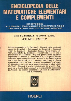 Enciclopedia delle matematiche elementari e complementi. Volume I, parte II