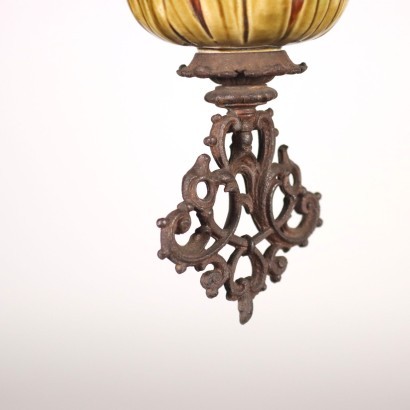 Liberty Lantern Shaped Chandelier Ceramic Iron Glass Italy 20th Centur