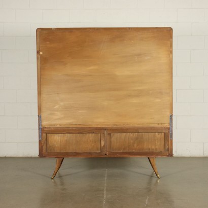 Dresser Burl Walnut Veneer Brass Back-Treated Glass Italy 1950s