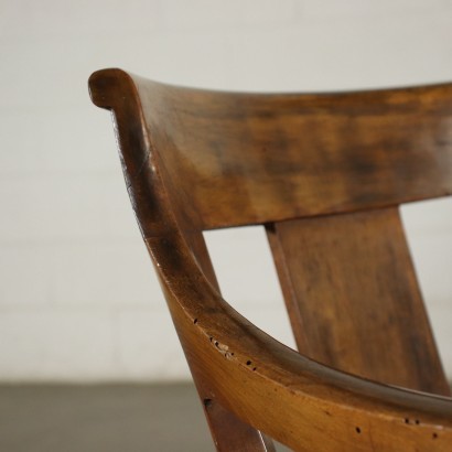 Group of 4 Lombard Empire Armchairs Walnut Italy 19th Century