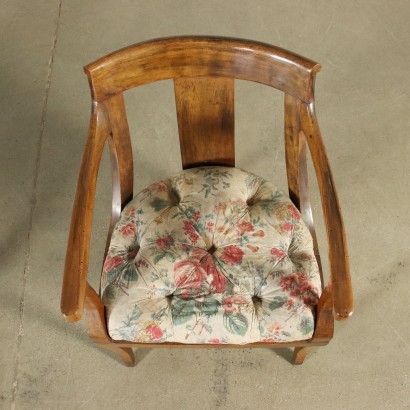 Group of 4 Lombard Empire Armchairs Walnut Italy 19th Century