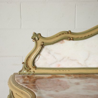 Console Style Rococo Marbre Rosé Bois Laqué - Italie XX Siècle