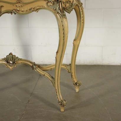 Console Style Rococo Marbre Rosé Bois Laqué - Italie XX Siècle