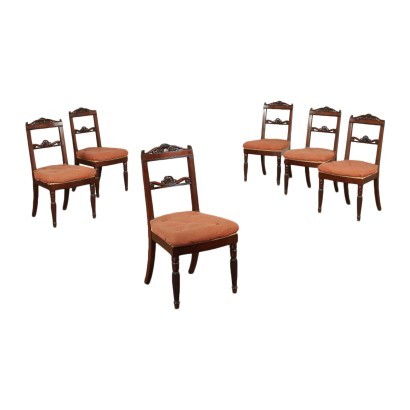 Gruppe von sechs Louis Philippe-Stühlen Mahagoni - Italien XIX Jhd
