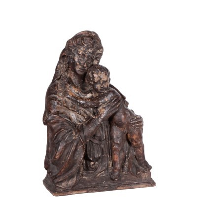 arte, arte italiana, pittura antica italiana,Terracotta Madonna con Bambino Toscana