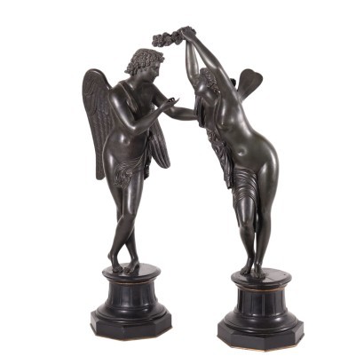 Pair of Gilded Bronze Figures With Wings Italy 19th Century