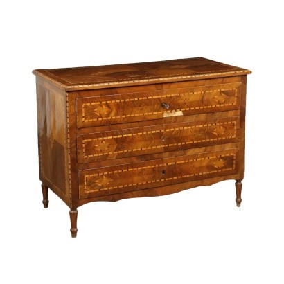 Commode Néoclassique Émilienne - Noyer Buis Italie XVIII Siècle