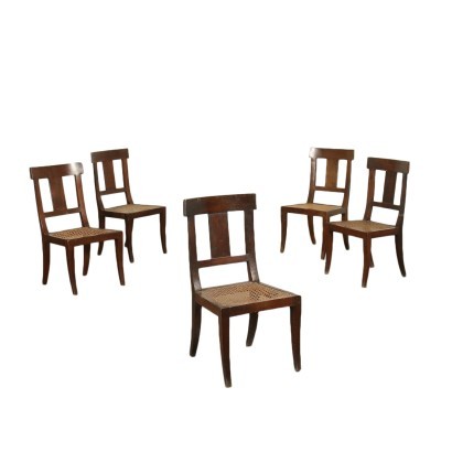 Groupe de 5 Chaises Directoire Noyer - Italie XVIII Siècle