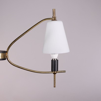 Lamp Enamelled Aluminum Brass Opal Glass Italy 1950s 1960s