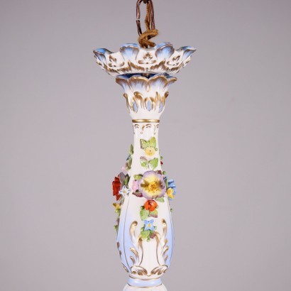 Capodimonte Chandelier Glazed Ceramic Italy 20th Century