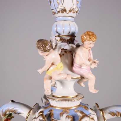 Capodimonte Chandelier Glazed Ceramic Italy 20th Century