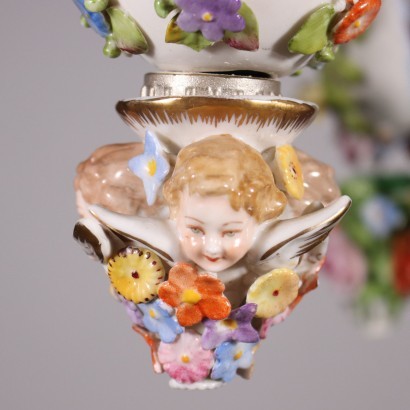 Capodimonte Chandelier Glazed Ceramic Italy 20th Century