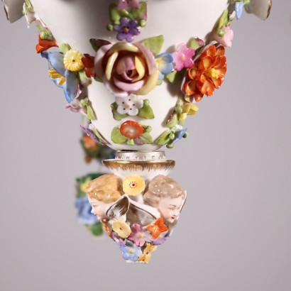 Capodimonte Chandelier Glazed Ceramic Italy 20th Century