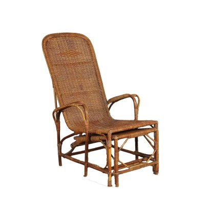 Armchair Wicker Bamboo Italy 1950s 1960s