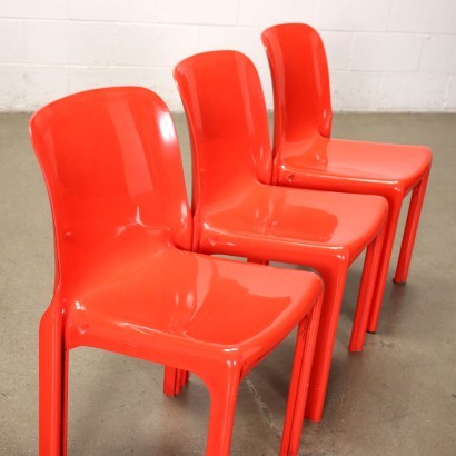 Group Of Four Chairs Selene Vico Magistretti Artemide Italy 1960s 70s