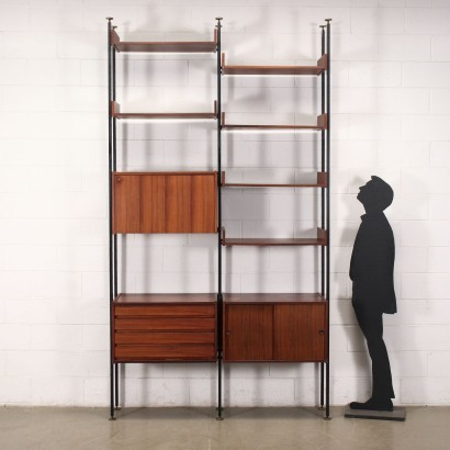 Bookcase Veneered Wood Metal Italy 1950s 1960s