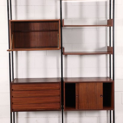 Bookcase Veneered Wood Metal Italy 1950s 1960s