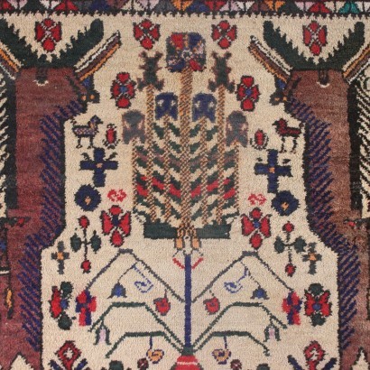 Tapis Mossoul Noeud Gros Laine Coton - Perse Années 1980-1990