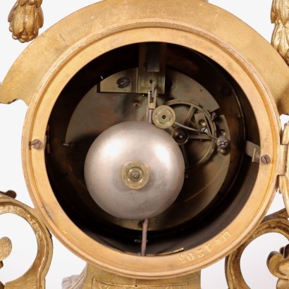antike, Uhr, antike Uhr, antike Uhr, antike italienische Uhr, antike Uhr, neoklassische Uhr, Uhr des 19. Jahrhunderts, Pendeluhr, Wanduhr, Triptychon Golden Bronze Clock