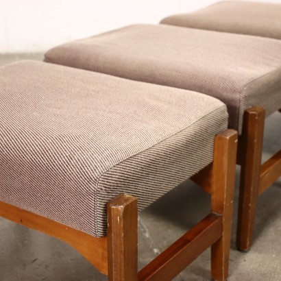 Group Of Three Stools Beech Foam Fabric Italy 1960s