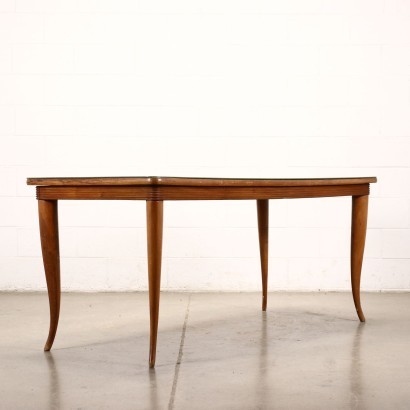 Table Beech Back-Treated Glass Italy 1940s 1950s