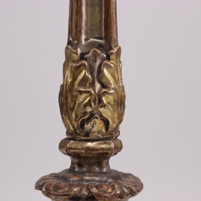 Torch Holder Silvered Wood Italy 20th Century