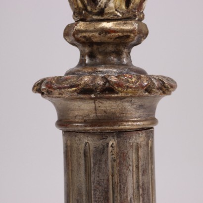 Torch Holder Silvered Wood Italy 20th Century