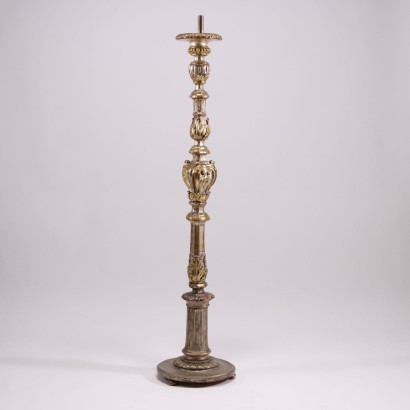 Torch Holder Silvered Wood Italy 20th Century