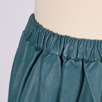 falda de cuero, falda vintage, vintage 80s, vintage italiano, falda corta vintage en cuero verde para mascotas