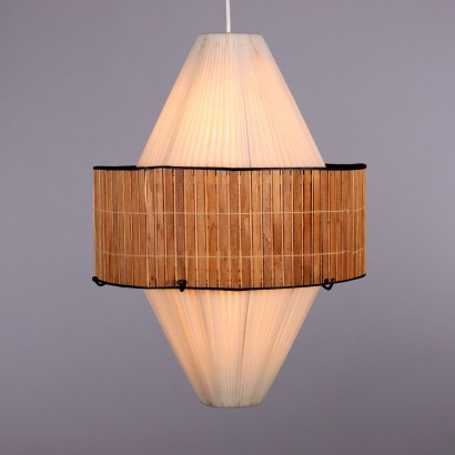 Deckenlampe Holz Italien 1960er