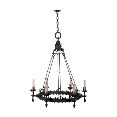 Wrought Iron Chandelier Italy 20th Century