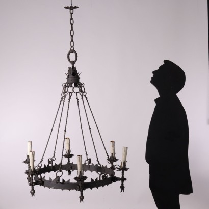 Wrought Iron Chandelier Italy 20th Century