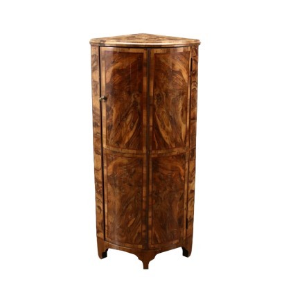 Corner Cabinet Walnut Burl Veneer Italy 20th Century