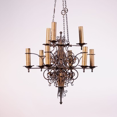 Chandelier Wrought Iron Italy 20th Century