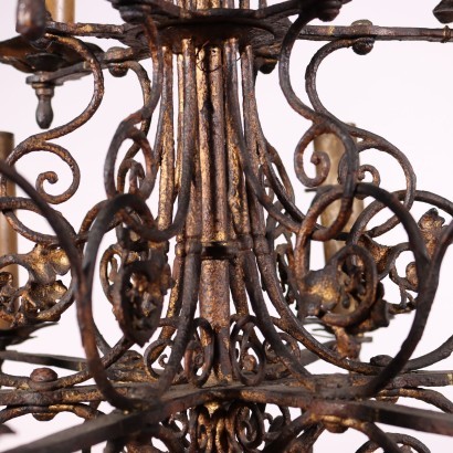 Chandelier Wrought Iron Italy 20th Century