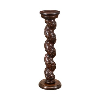 Colonne Porte-Vase Baroque Bois - Italie XVII Siècle