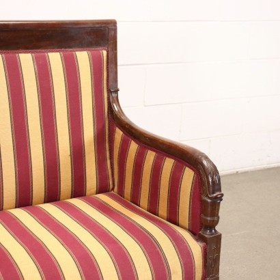 Restoration Sofa Mahogany Italy 19th Century