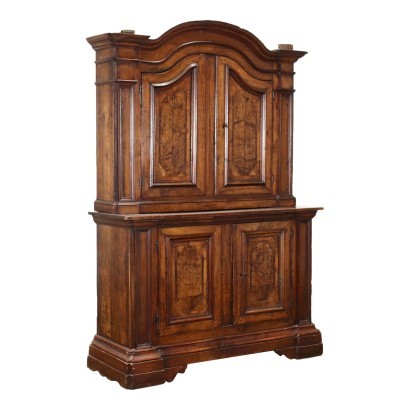 Credenza a Due Corpi con Legni Antichi