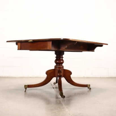 Victorian Pedestal Table Mahogany Brass England 19th Century