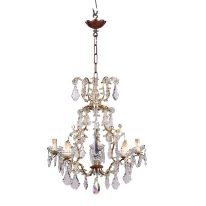 Chandelier Iron Glass Italy 20th Century