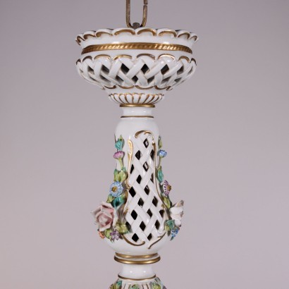 Capodimonte Revival Chandelier Glazed Ceramic Italy 20th Century